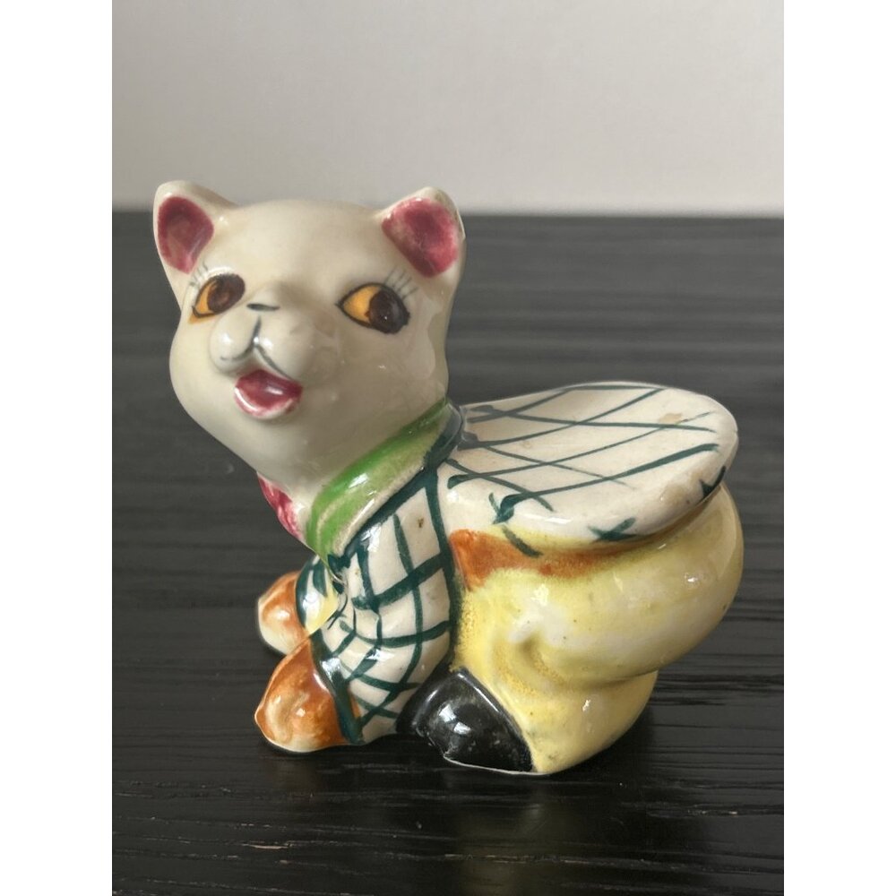 VTG Anthropomorphic Ceramic Teddy Bear Saltshaker Japan Hand Painted Retro MCM